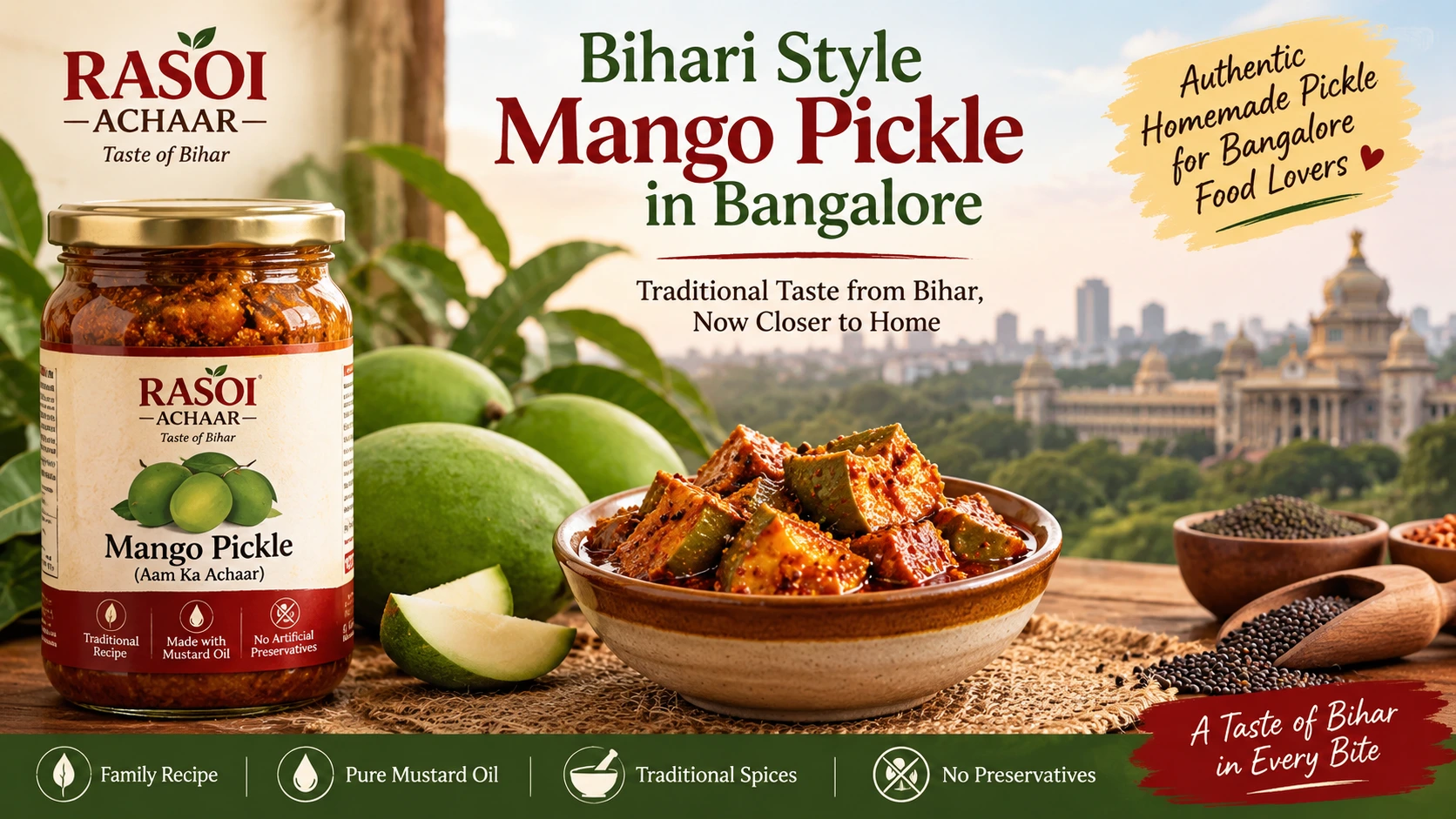 Bihari style mango pickle in Bangalore by Rasoi Achaar