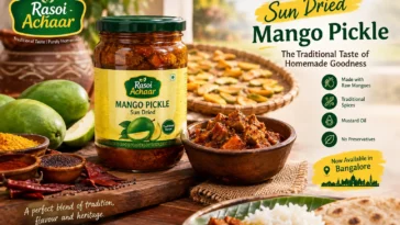 Sun dried mango pickle in Bangalore – Rasoi Achaar traditional homemade-style raw mango pickle with spices and mustard oil