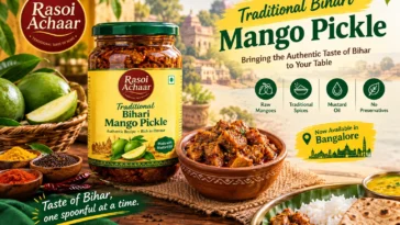 Traditional Bihari mango pickle in Bangalore – Rasoi Achaar with raw mangoes, traditional spices and mustard oil